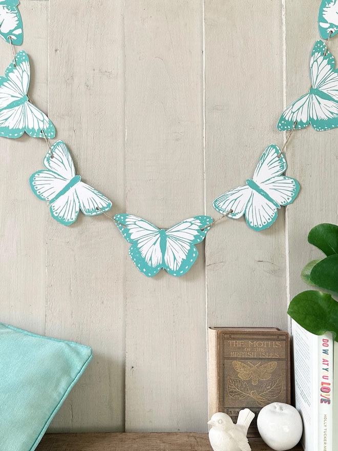 'Flutter' Butterfly Linocut Garland Hand Printed Bunting