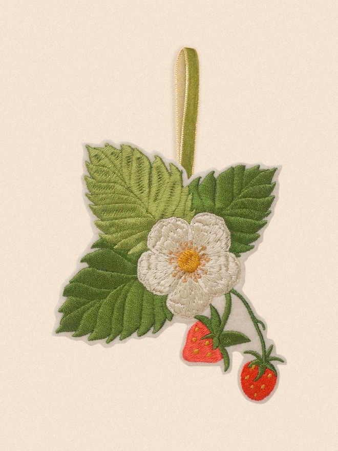 Embroidered Strawberry Decoration