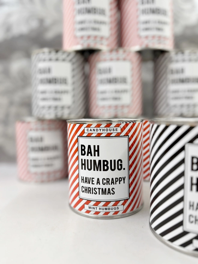 Tin Of Mint Humbugs Bah Humbug Traditional Sweets Christmas