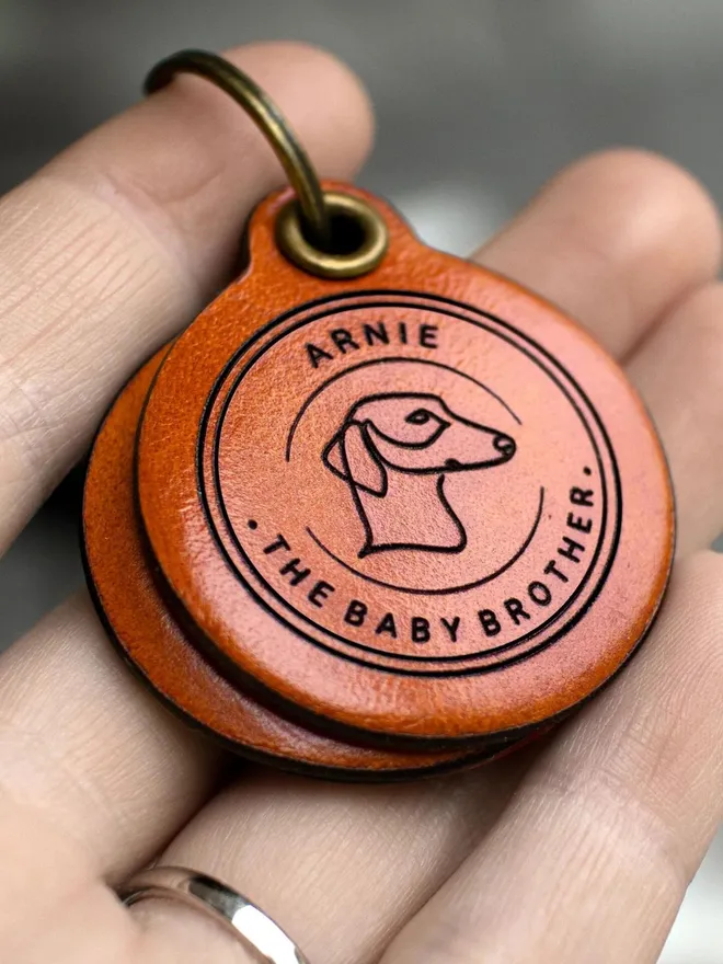 Breed specific - Double Saddle Tan Leather ID Tag