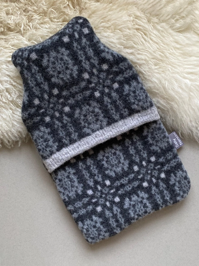 Welsh Blanket Hot Water Bottle - grey