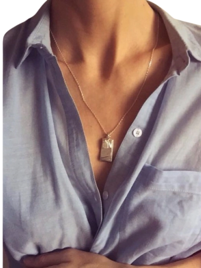 solid silver ingot style necklace