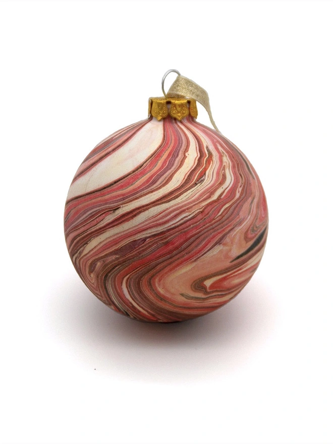 Ceramic Bauble - Red & Gold