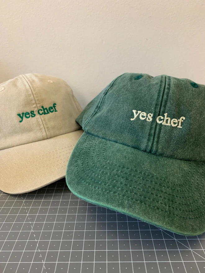 Yes Chef Cap in Vintage Sand and Bottle Green