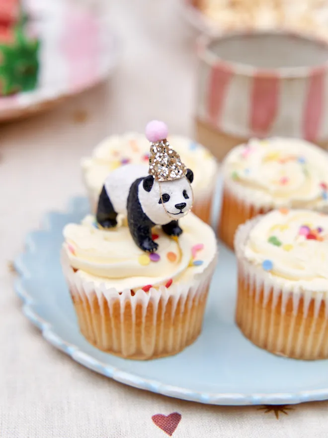 Panda With party hat cake topper 