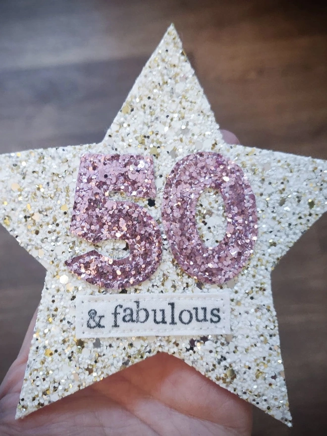 Glitter Star Theme Birthday Badge