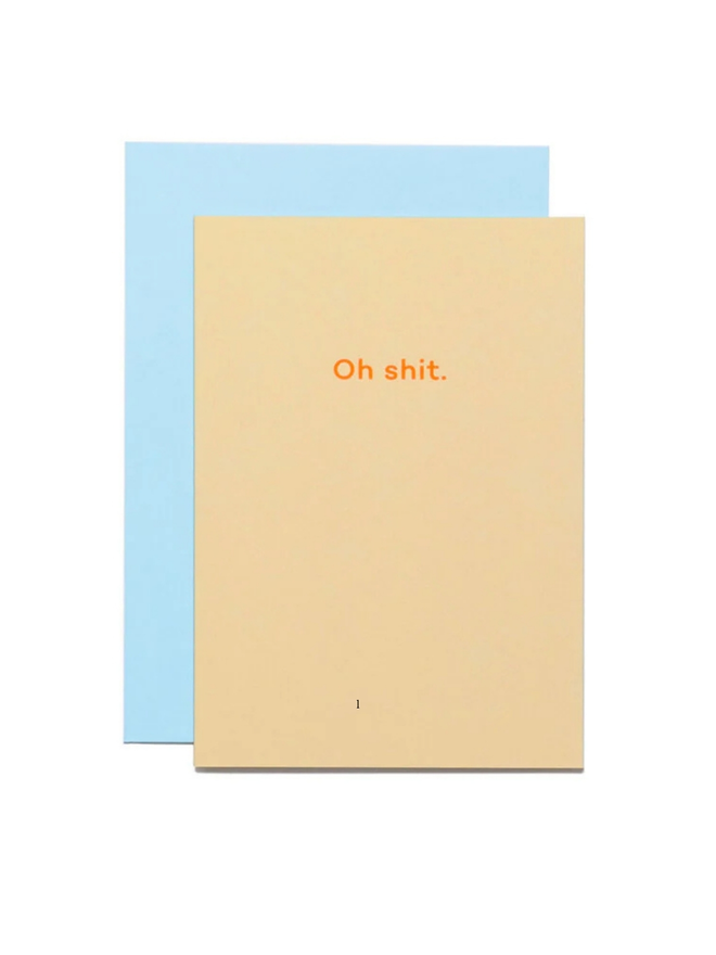 oh shit peach greetings card