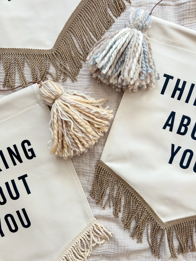 Tassels on Thinking About You Fabric Banner