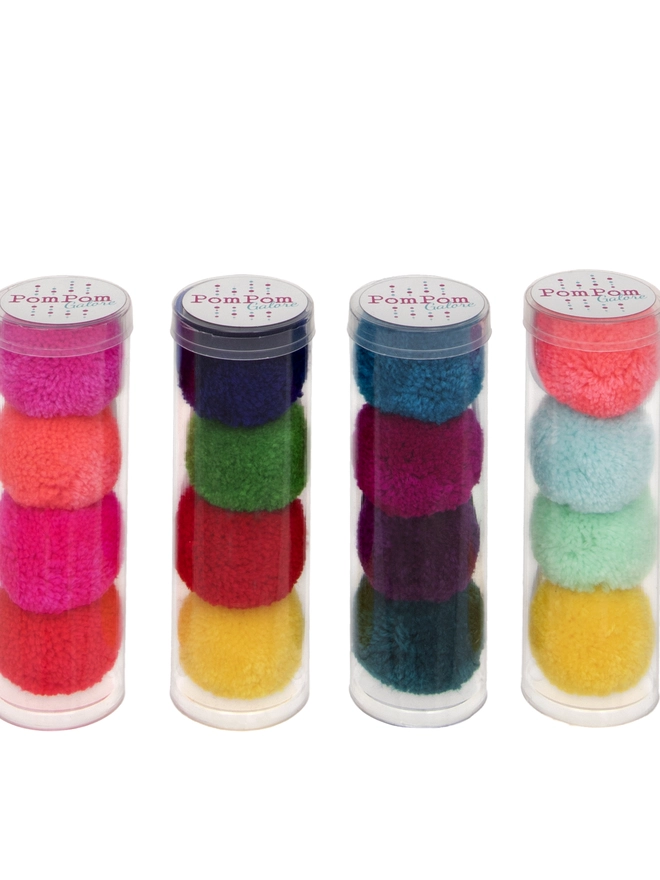 pom pom hair bobble elastic set of 4 in gift tube
