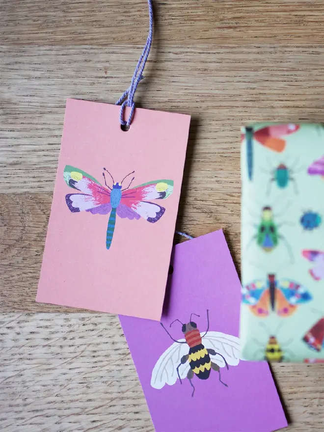 illustrated insects gift tags