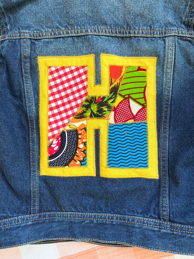 Monogrammed upcycled denim jacket