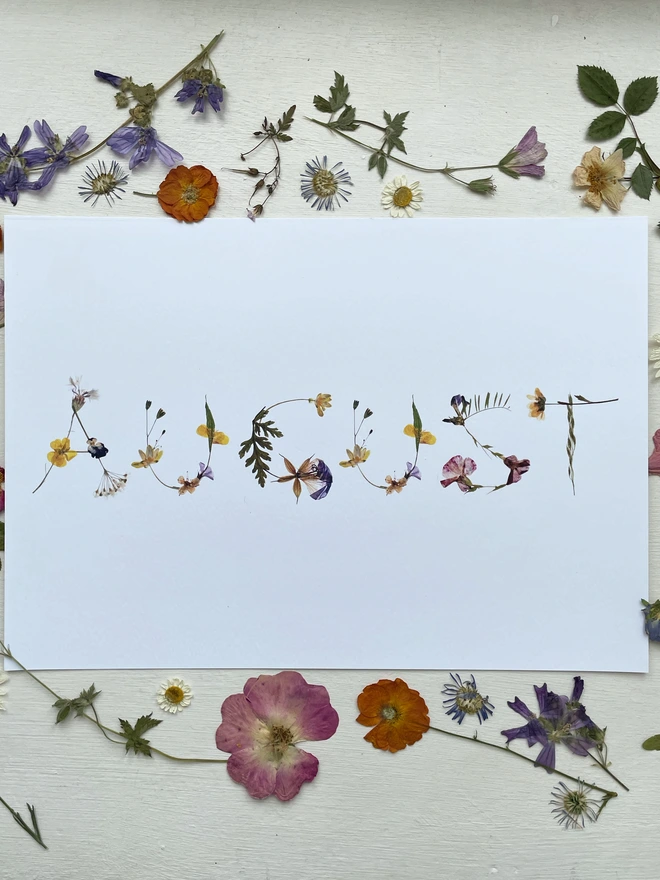Customised Name Print Of Real Pressed Wildflowers