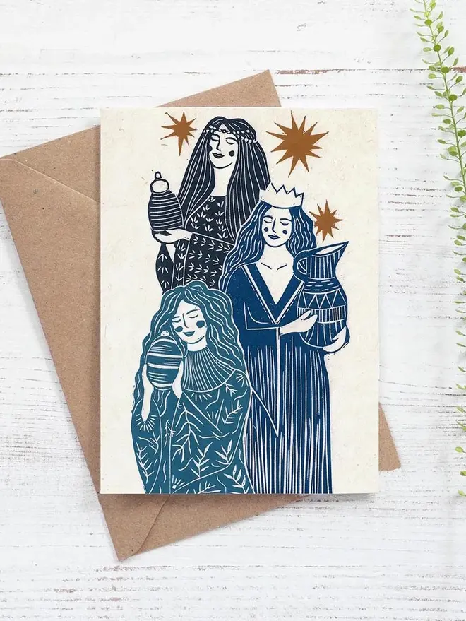 Three Wise Women Seasonal Card (Pack Of 1 Or 5)