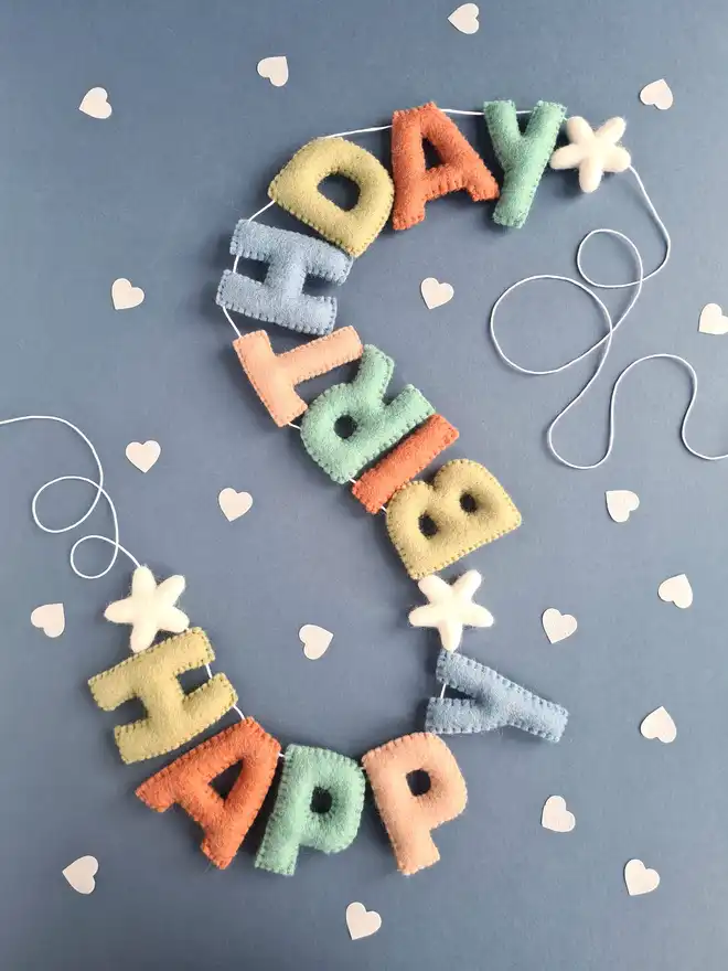 Felt Wool Happy Birthday Garland