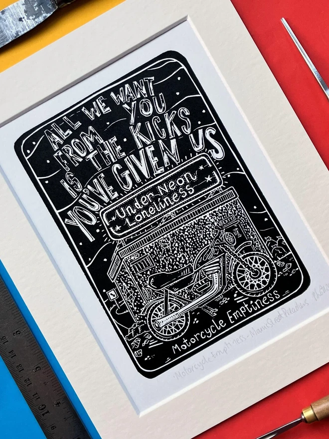 pamela scott manic street preachers lino print