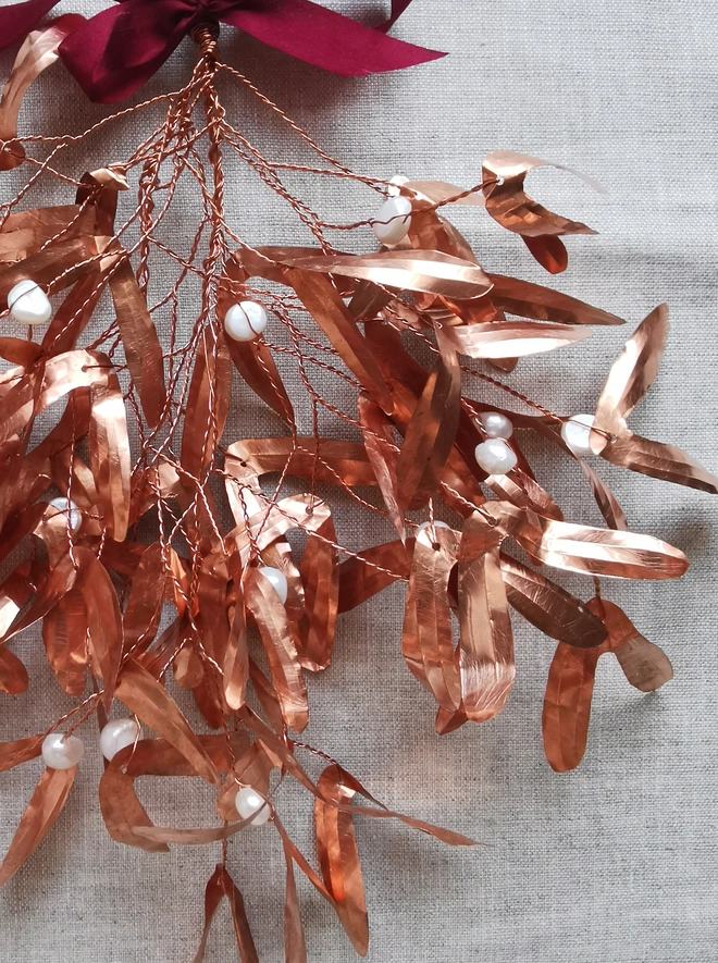 Copper Christmas Mistletoe Decoration