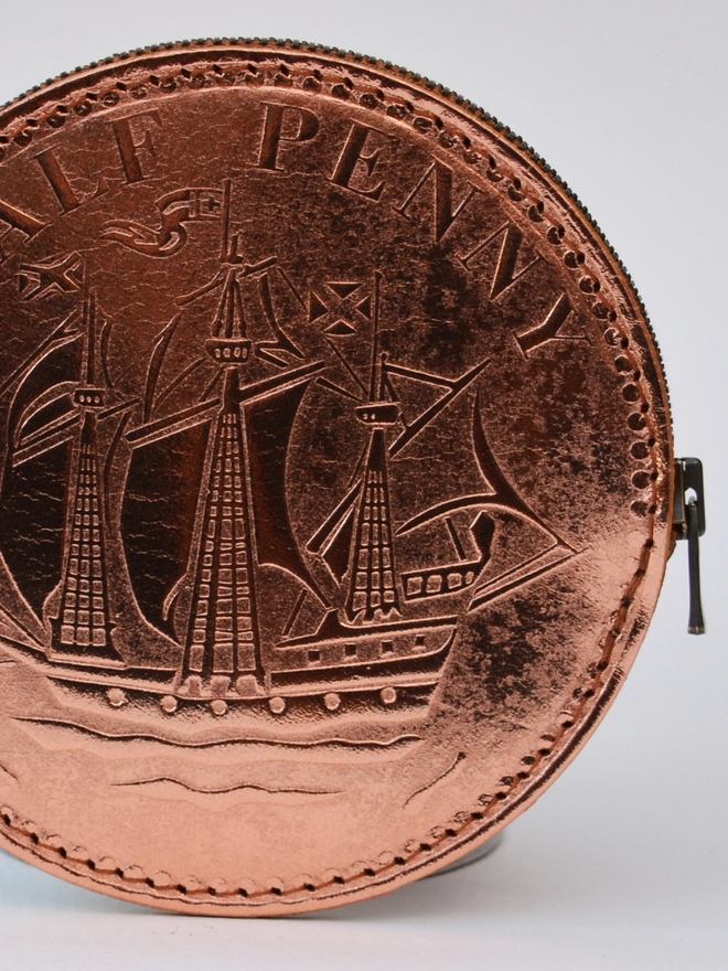 natthakur half penny copper coin ship detail