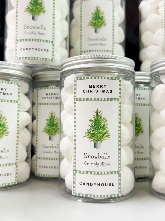 Tall Jar Candyhouse Milk Chocolate Christmas Gift Santa Snowman Pudding Crumbly Mints Candy Cane