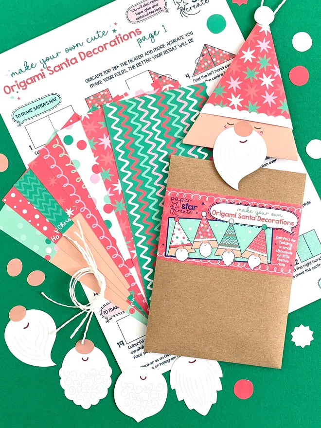 Origami Santa Christmas Decoration Craft Kit: Stocking Filler