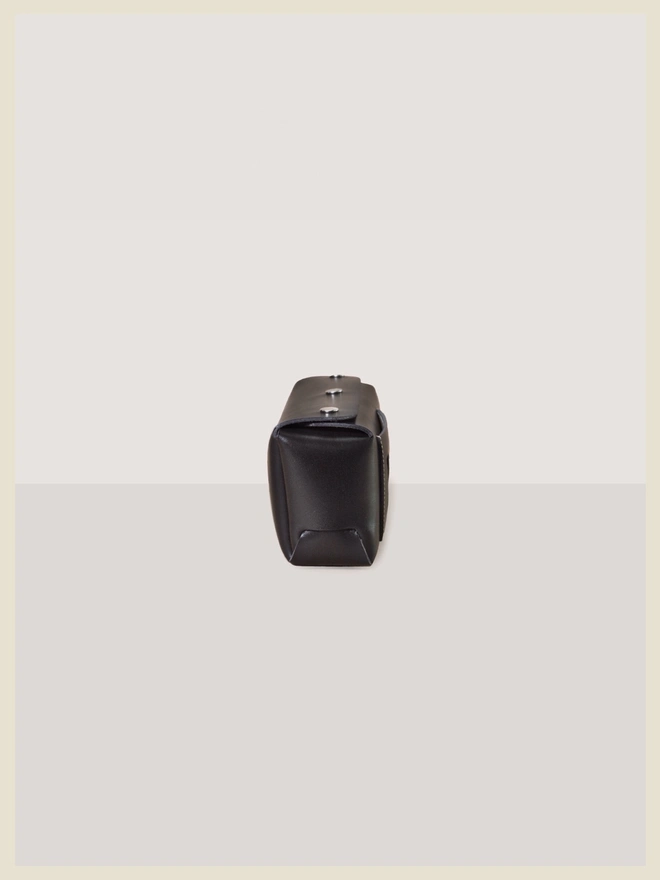 Black leather storage utility pouch 