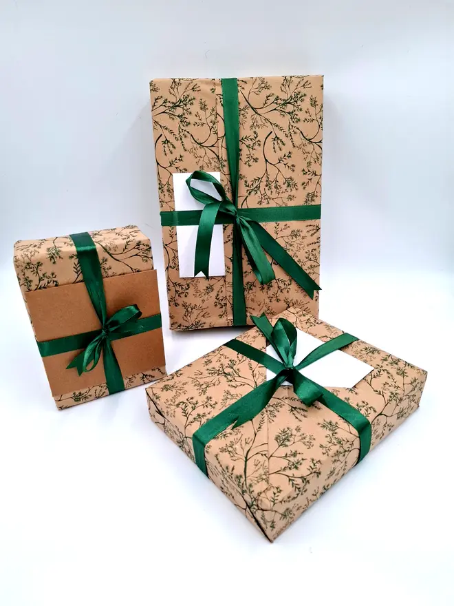 optional gift wrapping with hand printed card