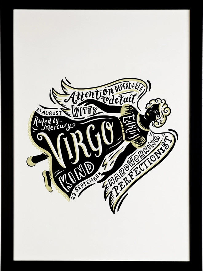 Virgo Monochrome gold foil Star sign zodiac design