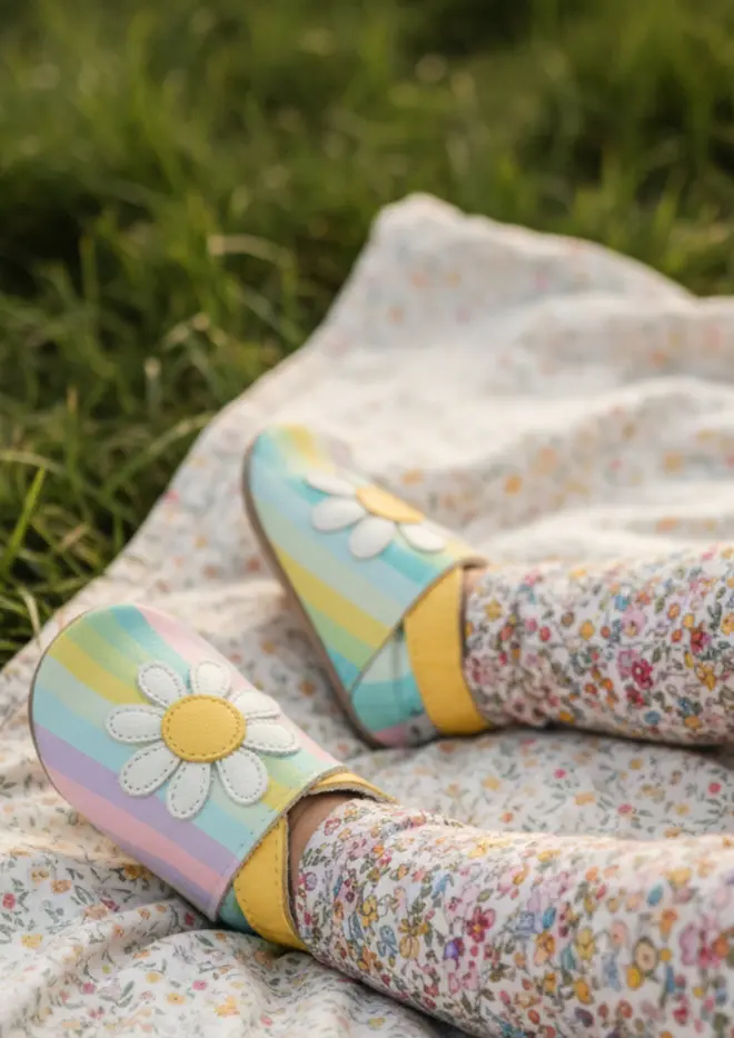 pastle stripes daisy shoes inch blue