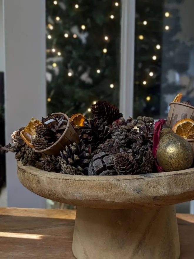 	 pinecone fire starters on table in bag