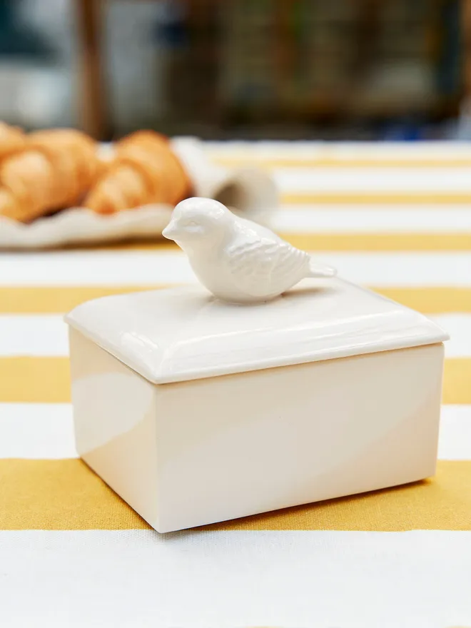 Bird ceramic butter dish