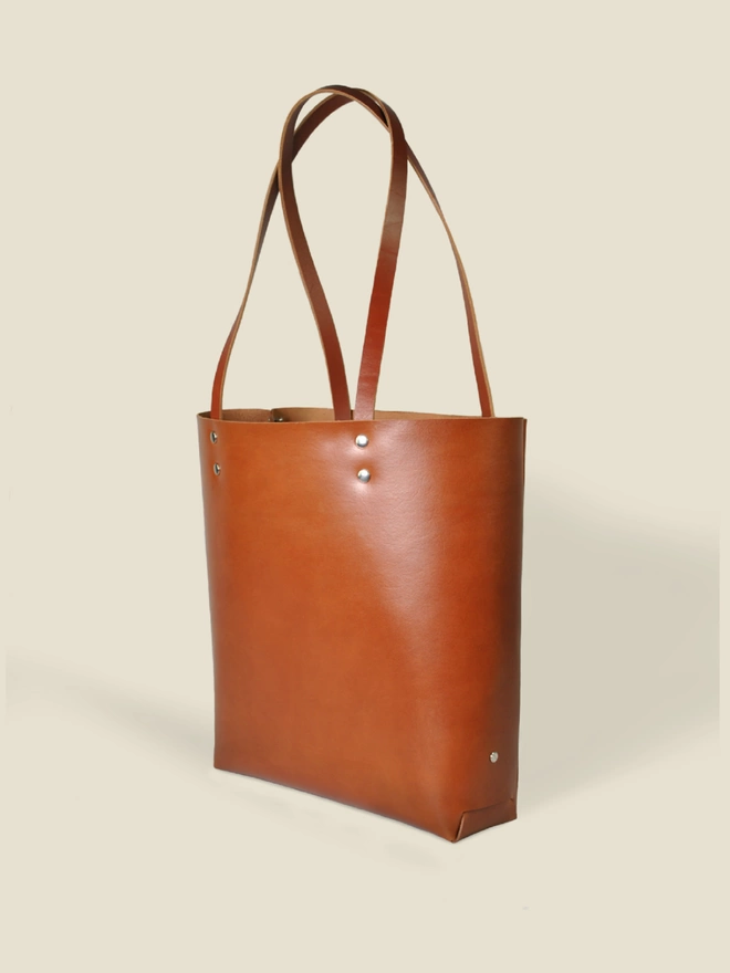 Tan Leather Tote Bag 