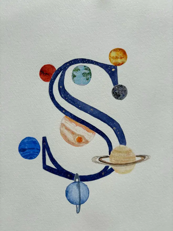 Customised Watercolour Letter Painting 