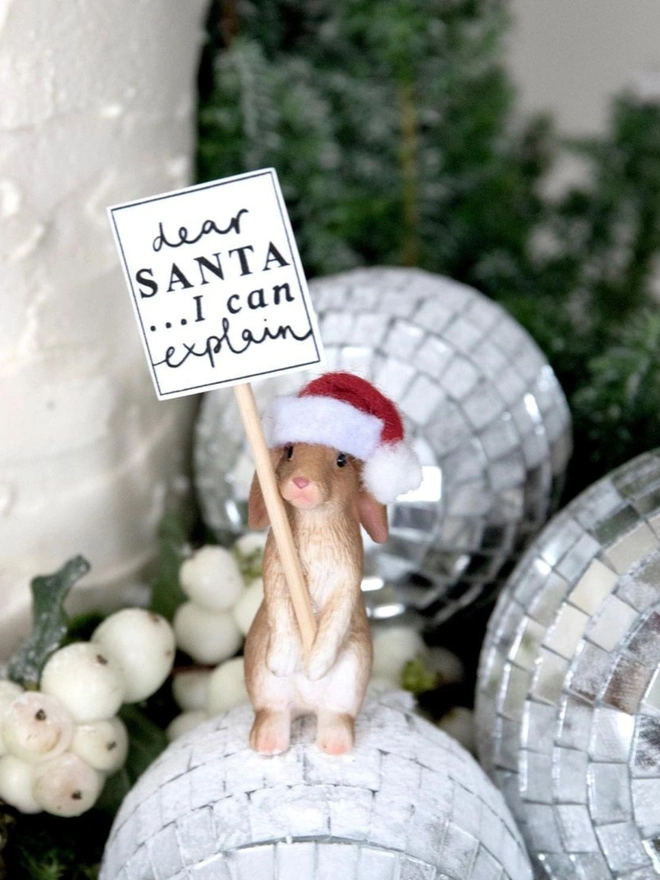 Dear Santa I Can Explain Standing Rabbit Decoration