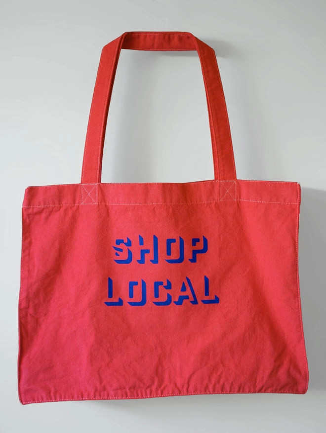 Large shop local red bag