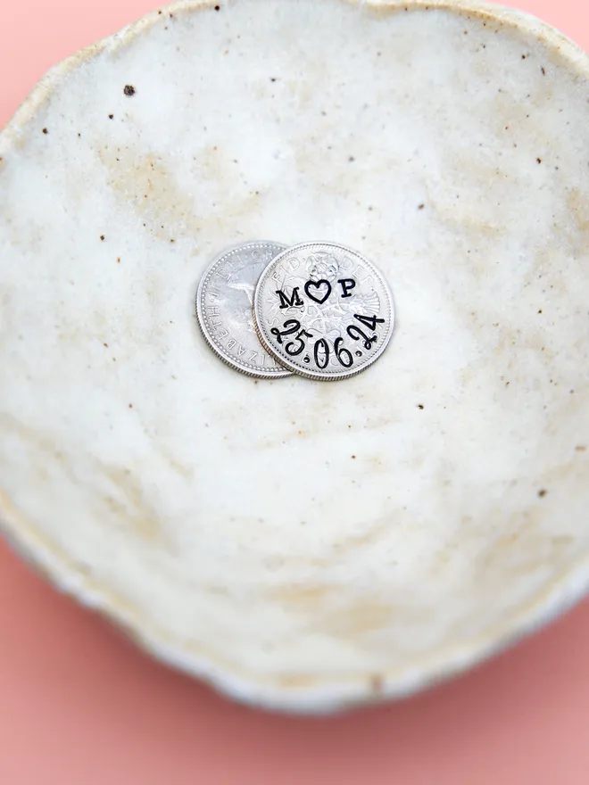 Personalised Couples Initials & Date Stamped Coin