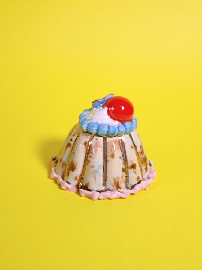 Creme Caramel Ceramic Cake Sculpture