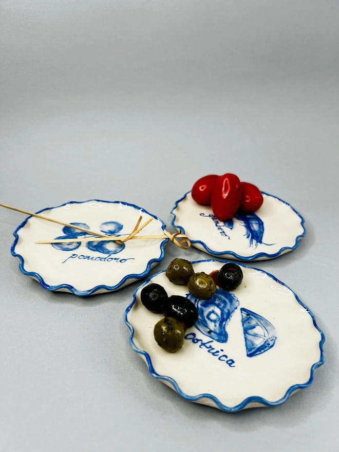 Blue Tomatoes Handpainted 'Spuntino' Snack Dish