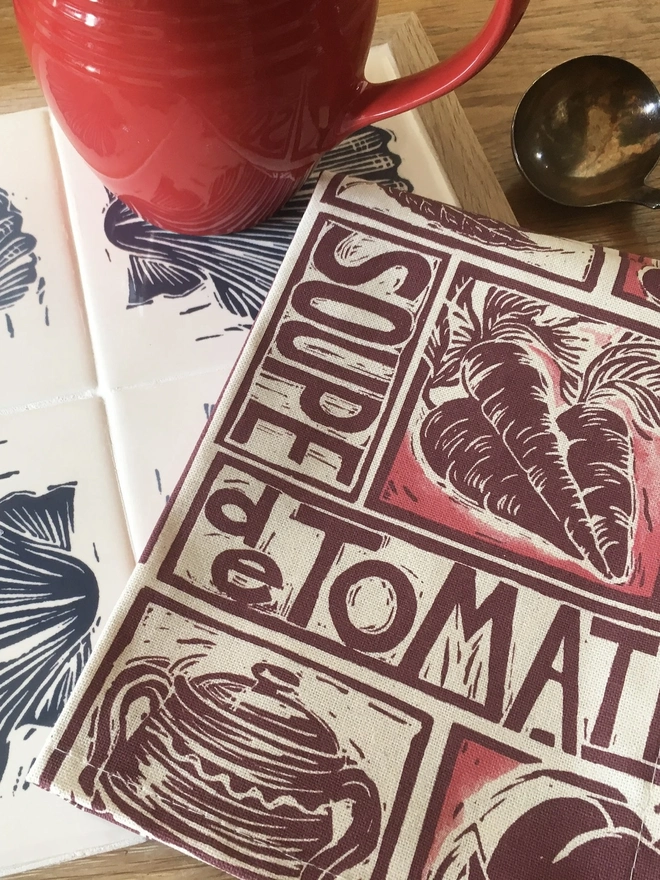 Tomato Soup Illustrated Recipe Organic Napkins (Set Of 4)