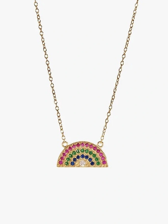 Too Sweet Rainbow Pendant Gold Necklace