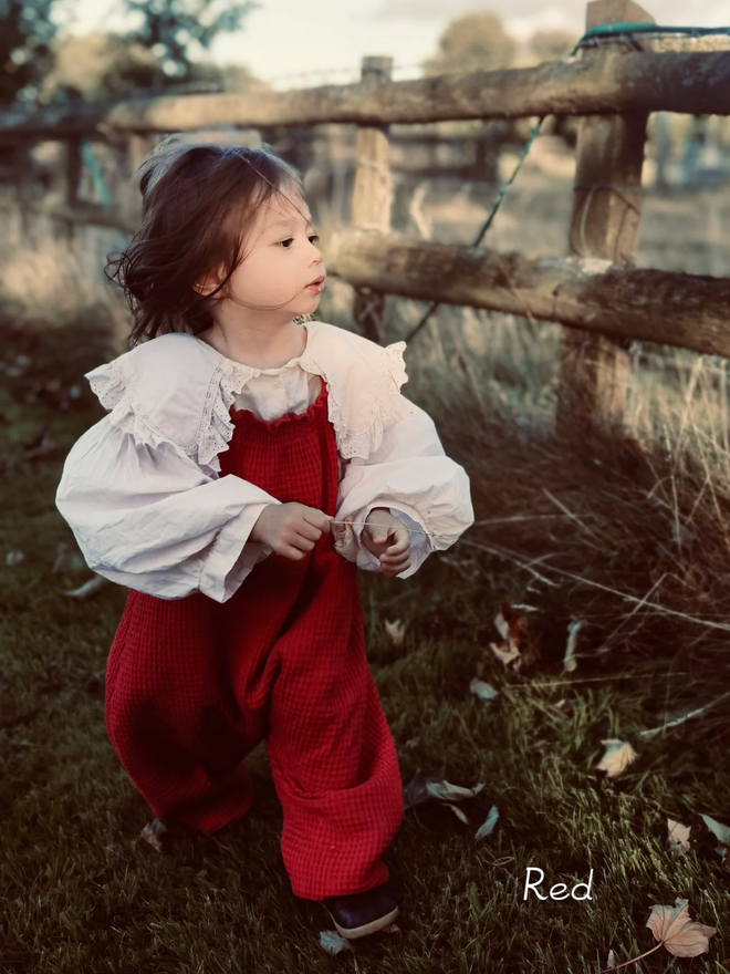 Kids' Organic Cotton Waffle Dungarees