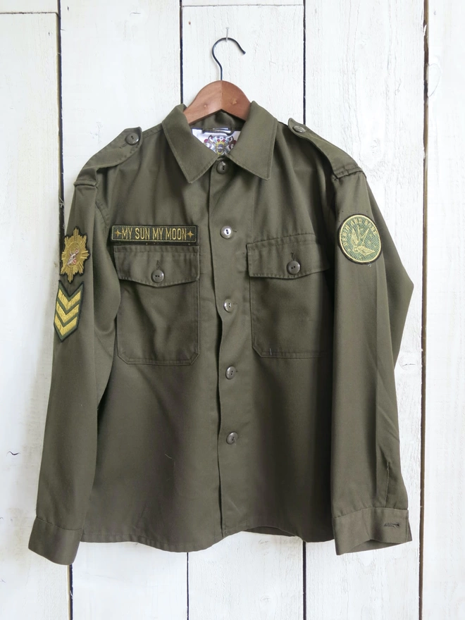 Vintage khaki army embroidered jacket