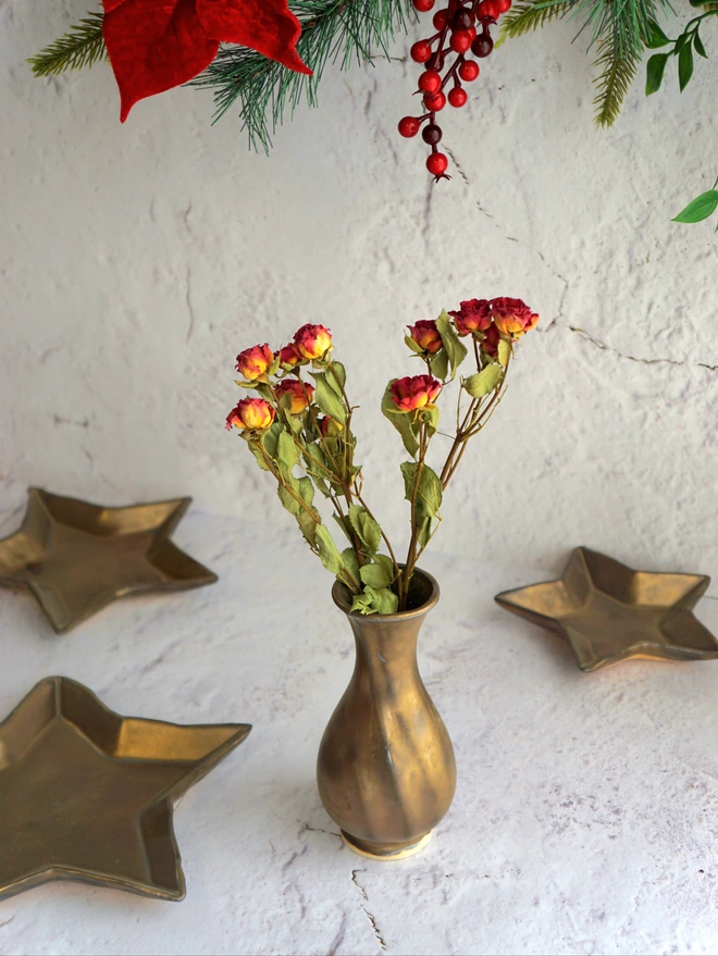 small ceramic gold vase, small ceramic christmas vase, metallic vase, mini vase, bud vase, Jenny Hopps Pottery