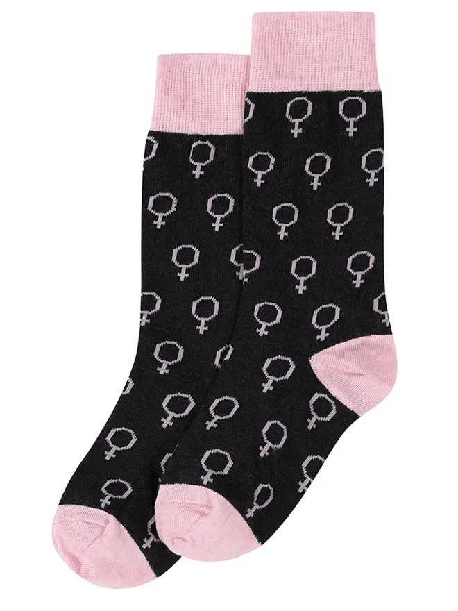 venus socks in charcoal and pink