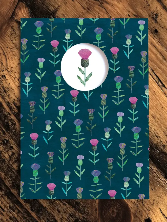 thistle illustrated die cut card