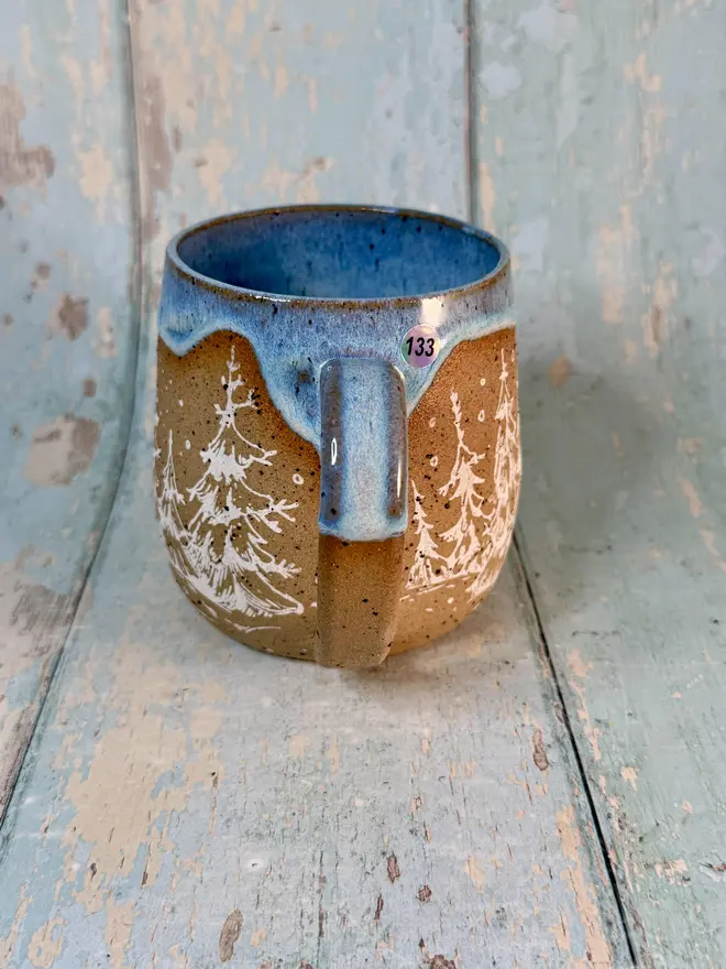 Blue and White Christmas Tree Mug