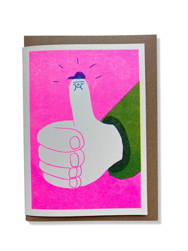 'Thumbs Up' A6 Riso Greetings Card