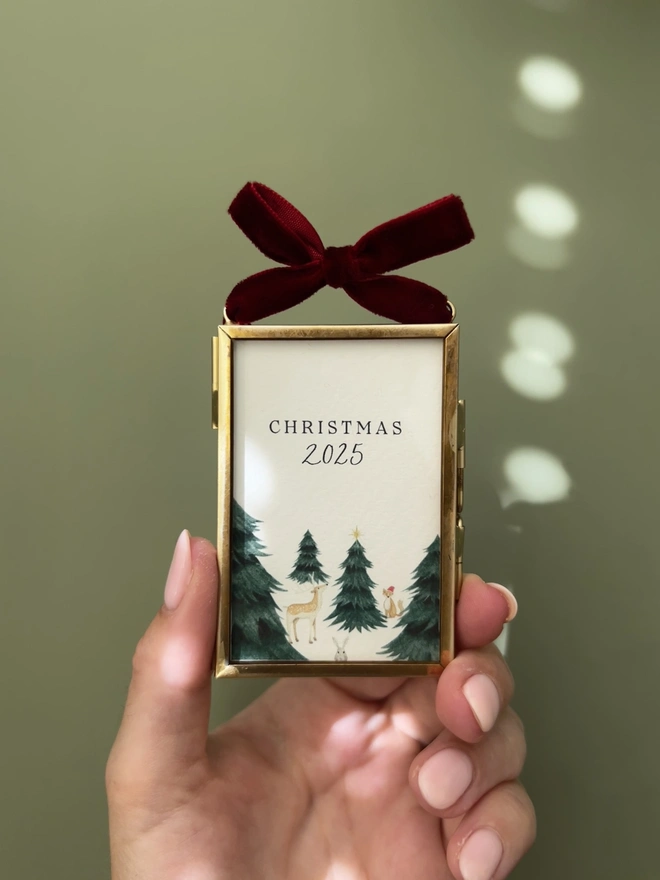 Child's  2025 Christmas Tree Decoration with Calligraphy and Tree and Animals Illustration