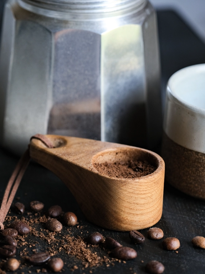 wooden coffee scoop