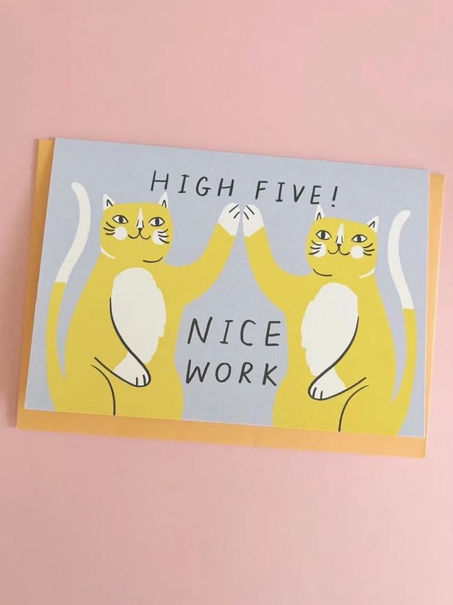 'High Five Nice Work' Cats Card