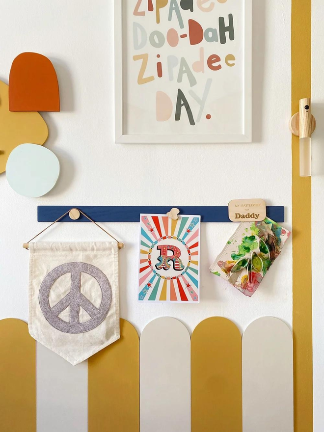 navy blue children's magnetic display bar