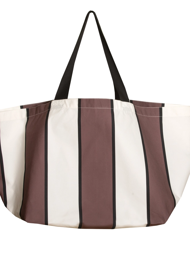 Cut out of brown stripe contents bag